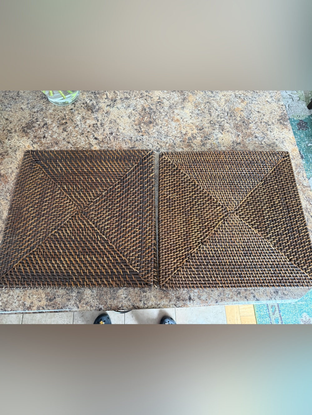 4 Count Square Rattan Chargers